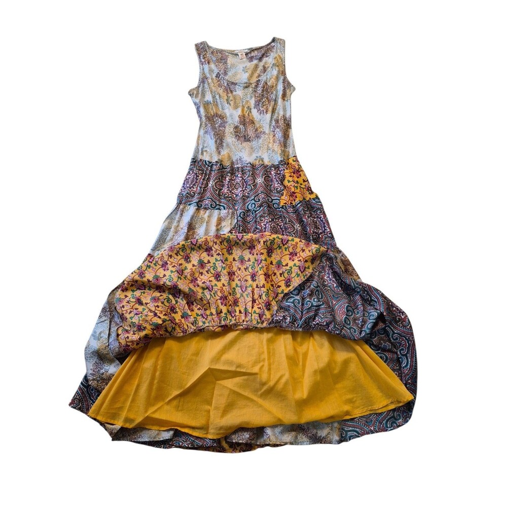 Sundance Untamed Spirit M 100% Silk Maxi Dress Tiered Patchwork Boho Luxury - Picture 9 of 9